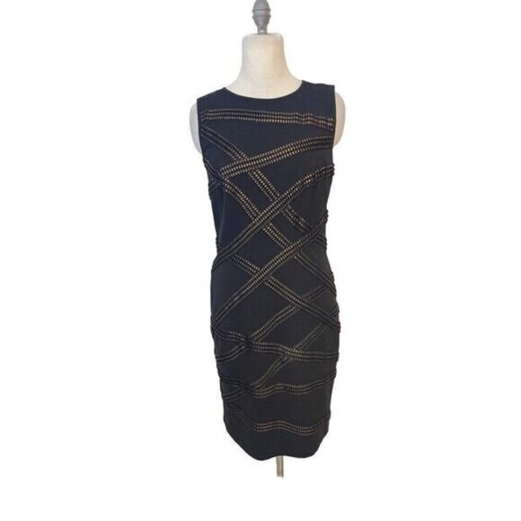 Tadashi Shoji Foil Print Banded Dress Large Fits 10 - Picture 3 of 6